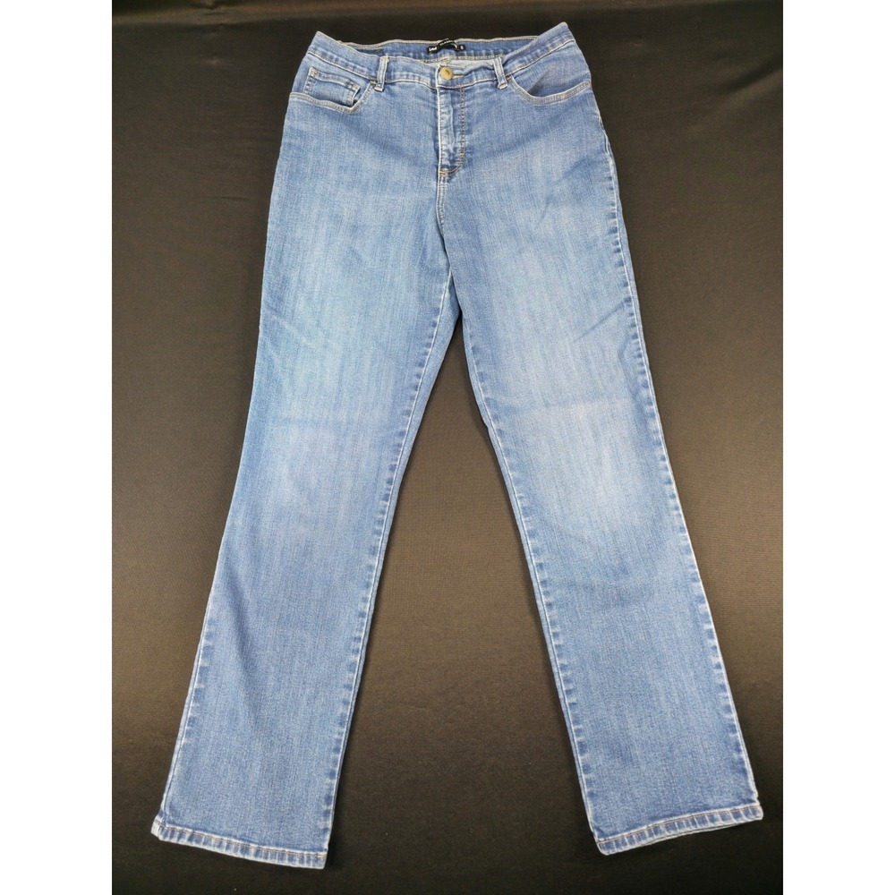 Lee Classic Fit Straight Leg Jeans Womens 8 Medium Wash Blue High Rise Denim